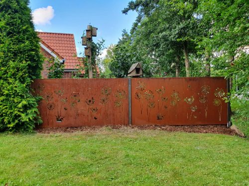 Sichtschutzwand “Pusteblumenlandschaft” Edelrost