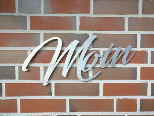 Schriftzug MOIN Edelstahl ca 56cm mit kleinen Fehlern