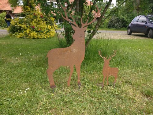 Gartenstecker Hirsch 80 x 50cm und 40 x25cm als Set