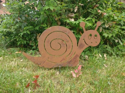Gartenstecker Schnecke xxl in Edelrost