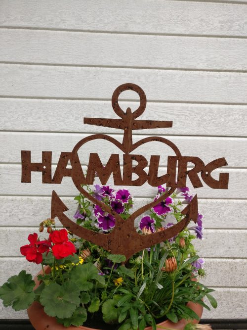 Wandschild Hamburg mit Anker aus Stahl - Ansicht 2
