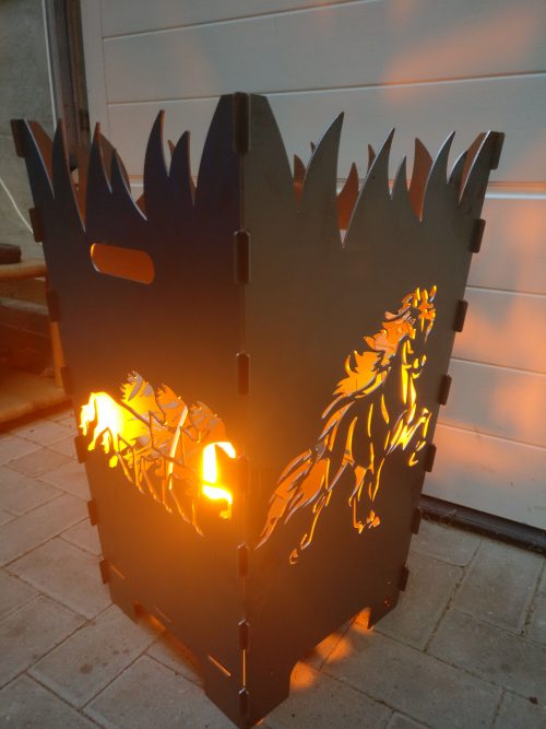 Feuerkorb Island Pferde xxl 40cm x 40cm x 70cm