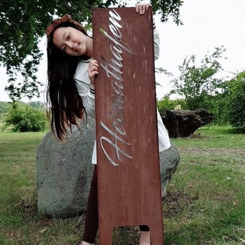 Gartenschild Corten Stahl Heimathafen Edelrost - Ansicht 2