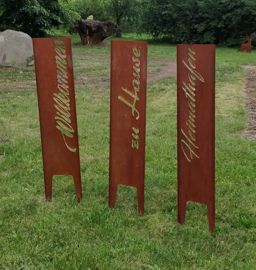 Gartenschild Corten Stahl zu Hause Edelrost - Ansicht 2