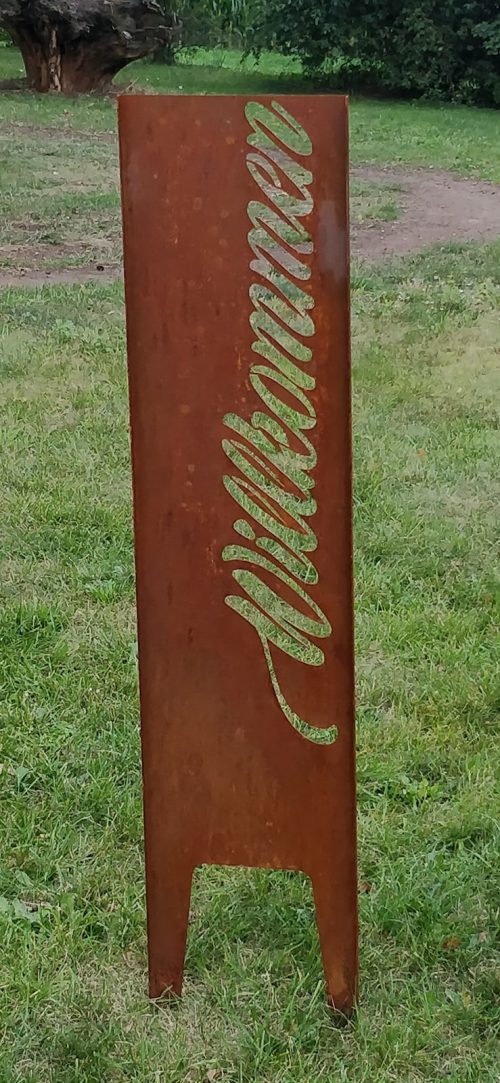 Gartenschild Corten Stahl Willkommen Edelrost