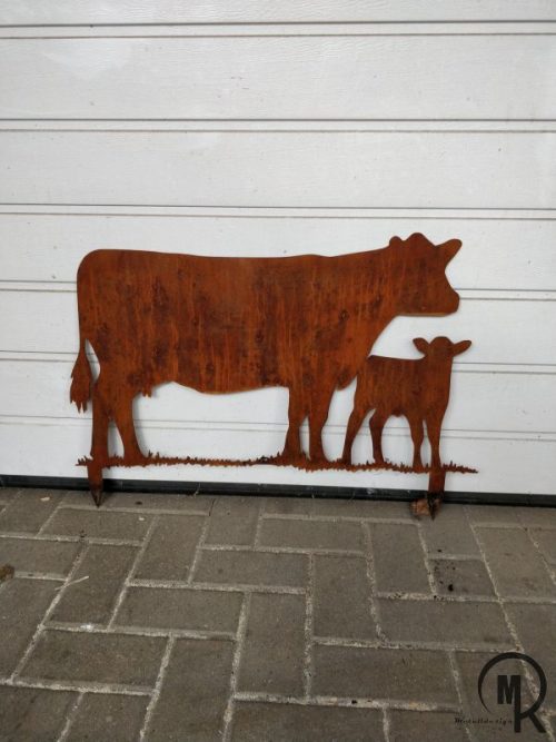 Gartenstecker “Angus Rind mit Kalb”