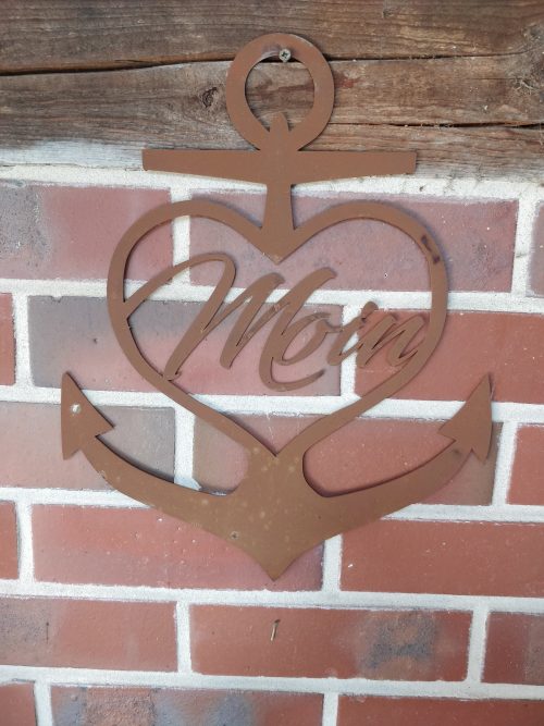 Wandschild Moin mit Herz Anker aus Stahl 33x40cm - Ansicht 2