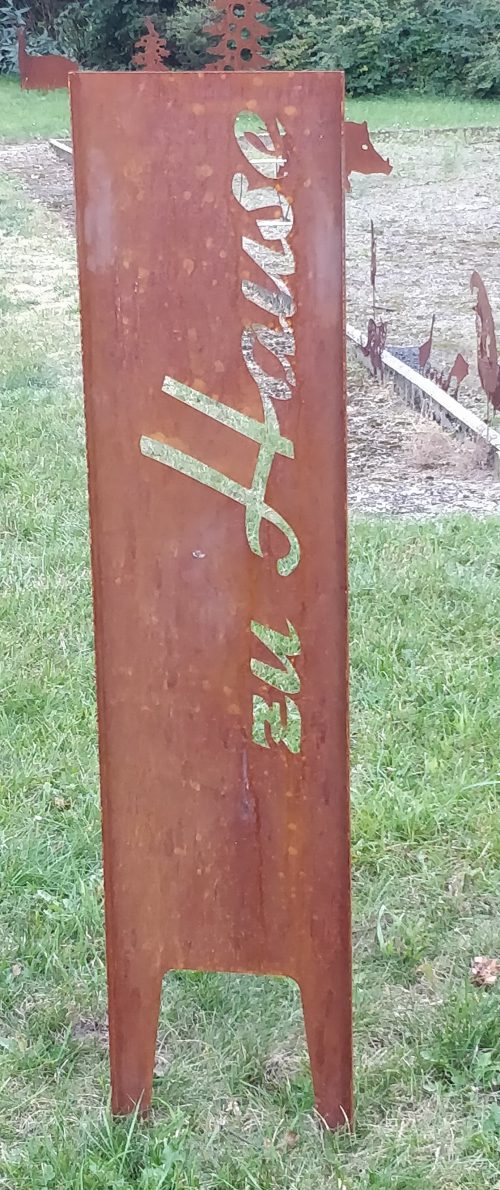 Gartenschild Corten Stahl zu Hause Edelrost