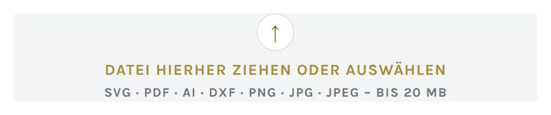 Das Feld zum Hochladen mit der Liste der erlaubten Dateitypen