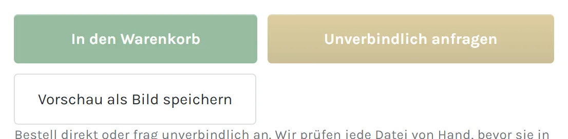 Die Schaltflächen In den Warenkorb und Unverbindlich anfragen